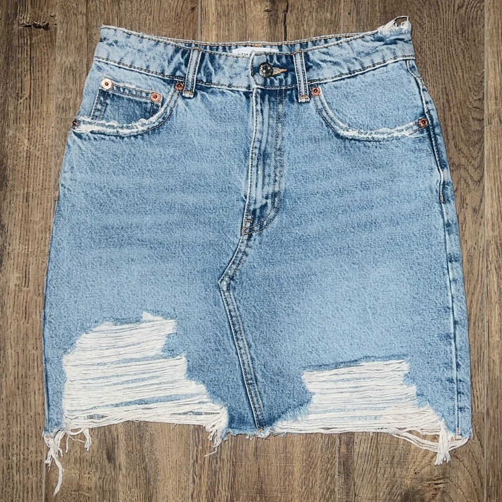 Zara Denim Mini Skirt High Rise